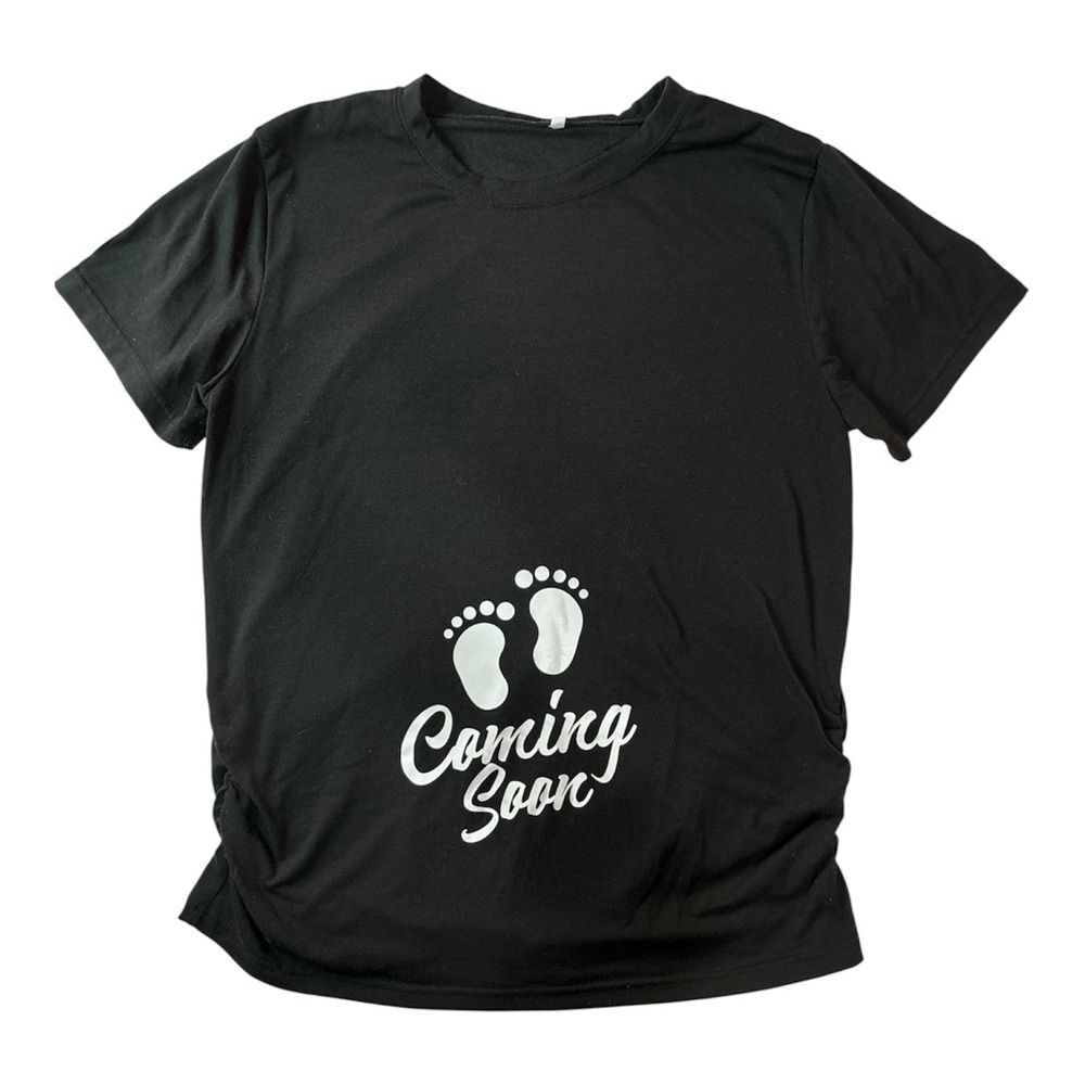 Maternity Graphic Tee | Coming Soon Baby Announcement | Women’s L